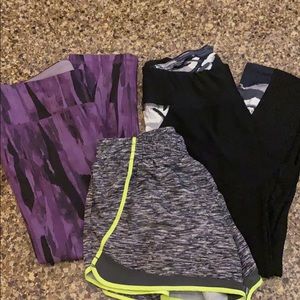 Bundle of 3 athletic bottoms, 2 leggings 1 shorts